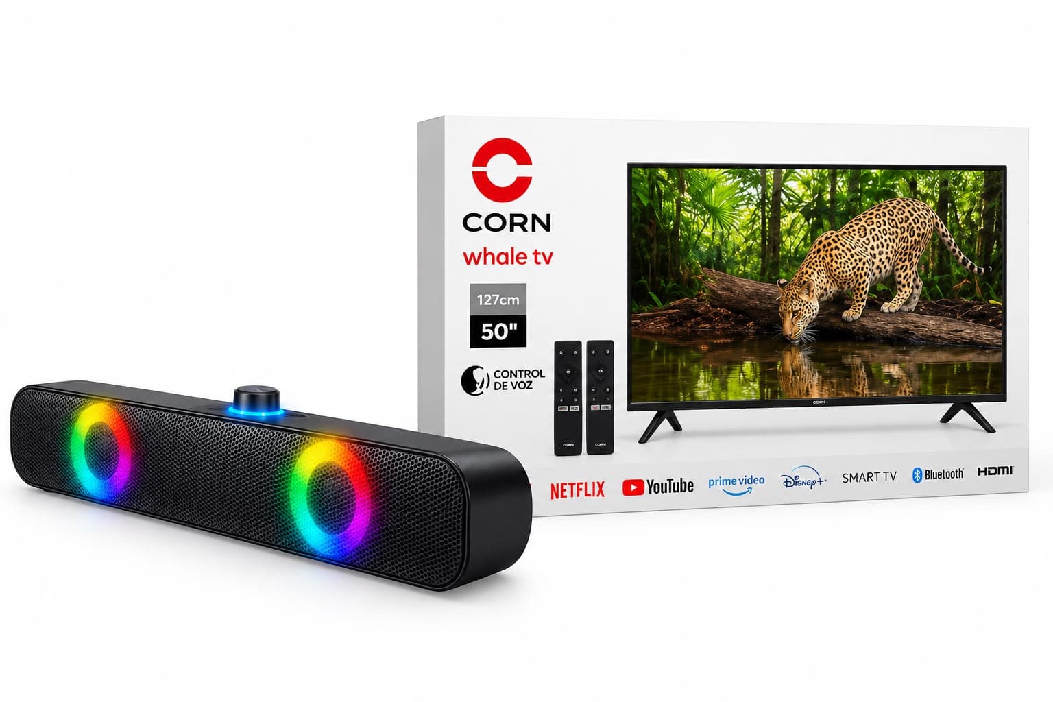 TELEVISOR CORN 32´ PULGADAS + BARRA DE SONIDO 1HORA