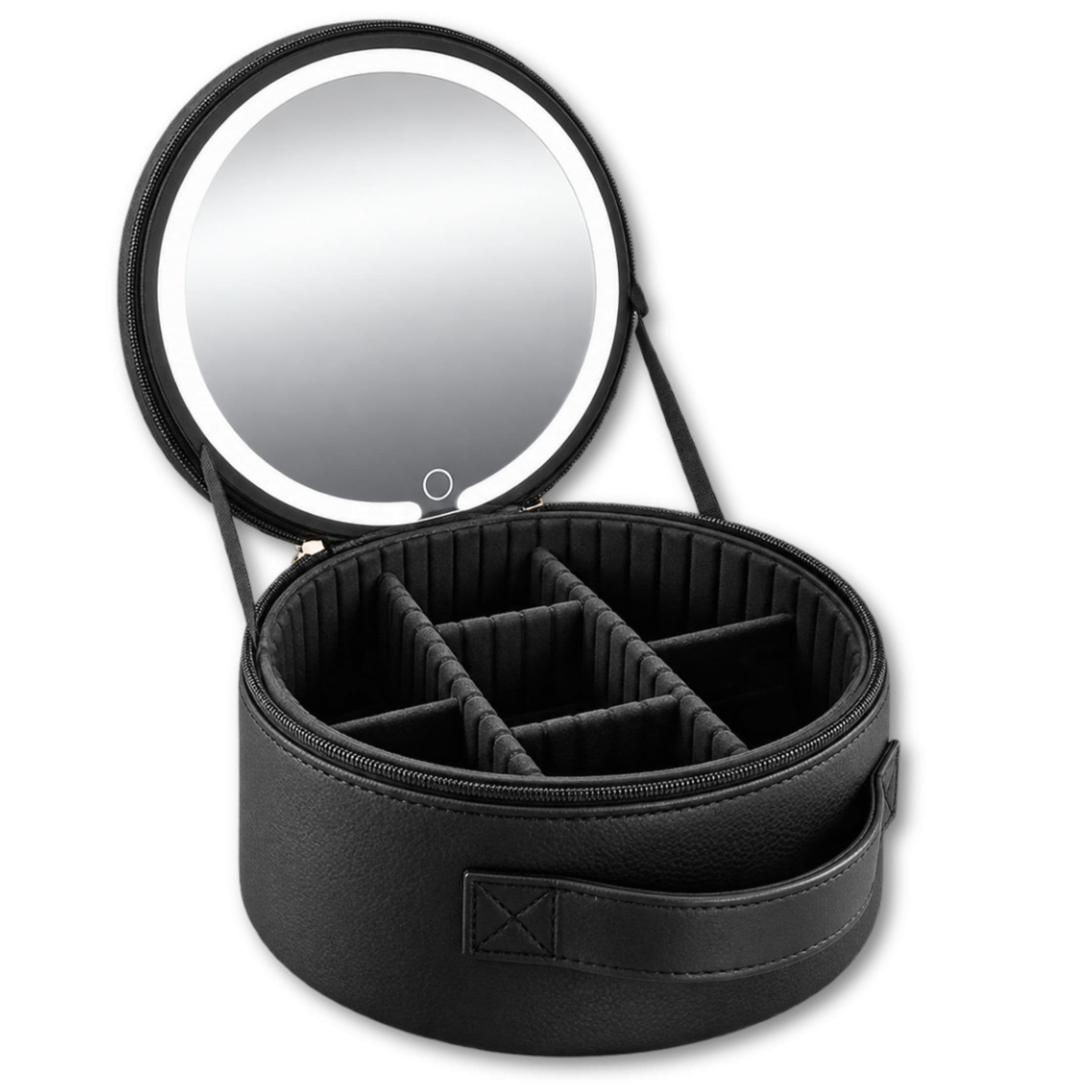 Bolsa De Maquillaje Redonda Con Espejo YB-032 Estuche Portátil Impermeable Con Espejo Integrado
