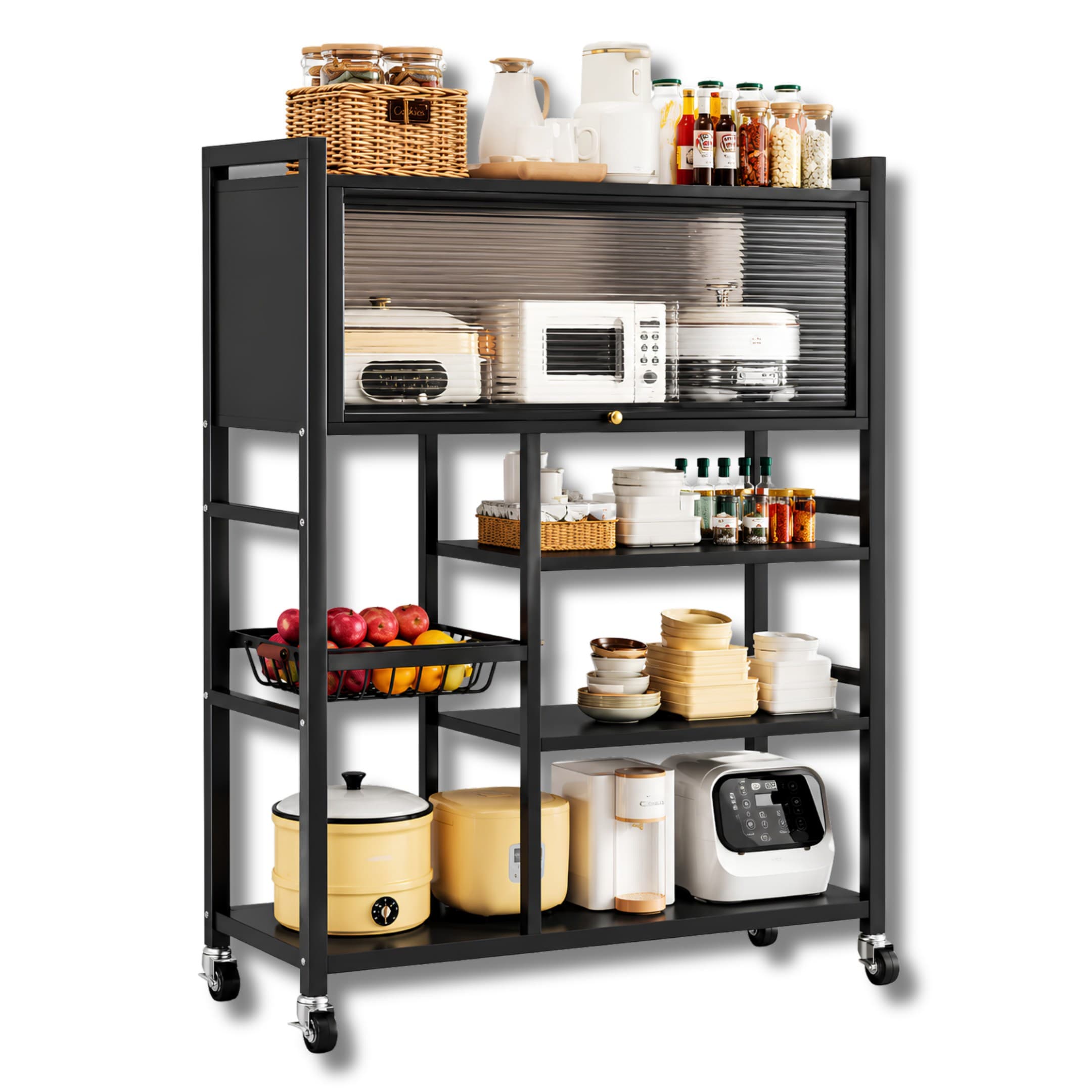 Organizador De Cocina Multiusos Premium Estante Con Puerta Metálico