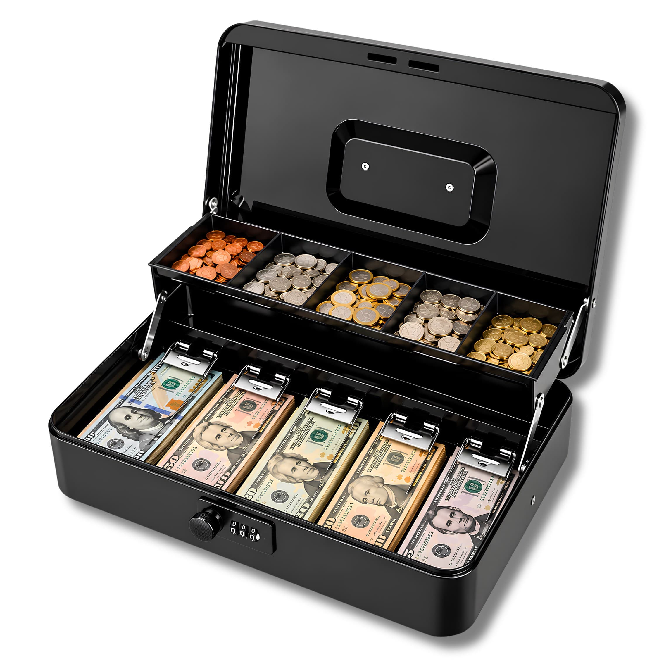 Caja Fuerte Portatil Con Clave Y Cerradura De Combinacion Organizador Para Dinero