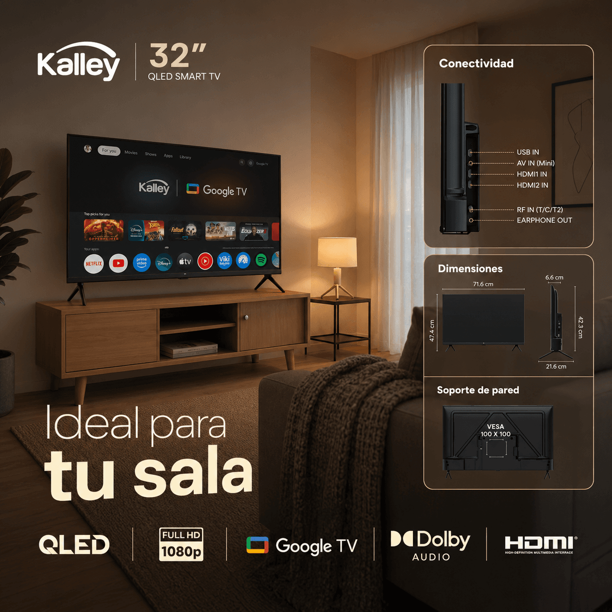 Televisor KALLEY QLED 32" Smartv