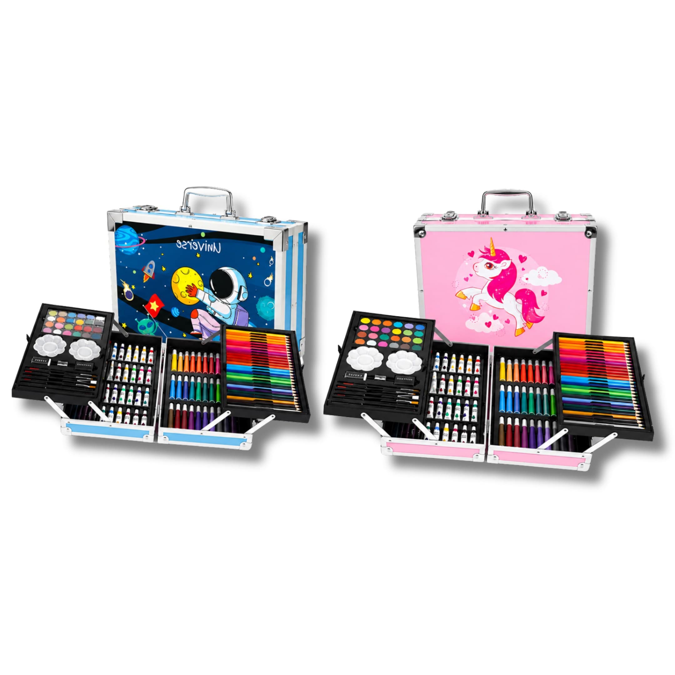 Maletín De Arte Metálico 145 Pzs Kit De Pintura Y Plegable