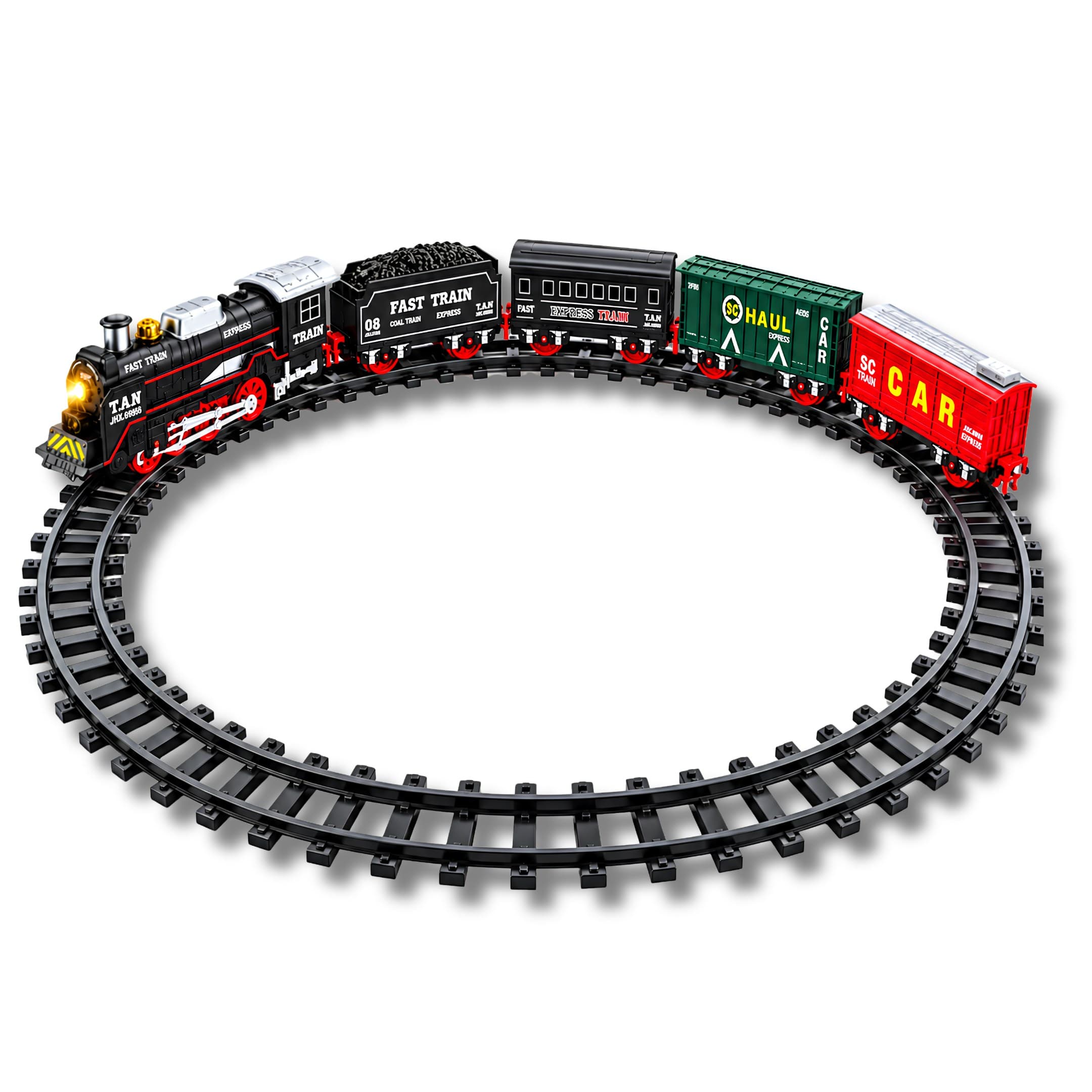 Tren Electrico A Vapor Con Humo Y Luz 6338 Set De 31 Piezas Con Sonido De 155CM