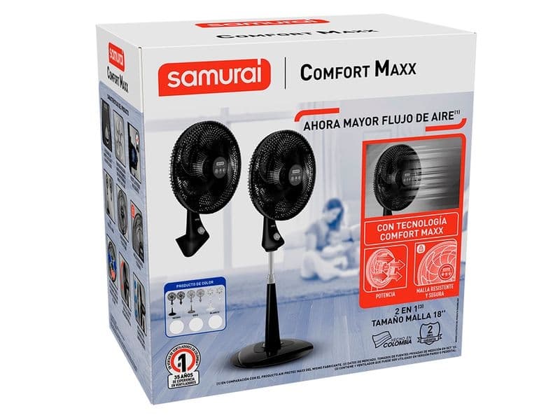 Ventilador Samurai Comfort Maxx Plus 2 en 1 Negro